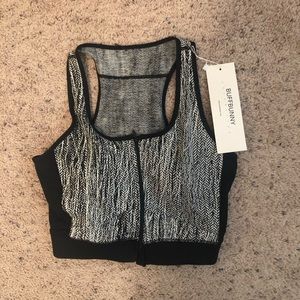 NWT Buff Bunny Jacquard Zip Crop Top Tank